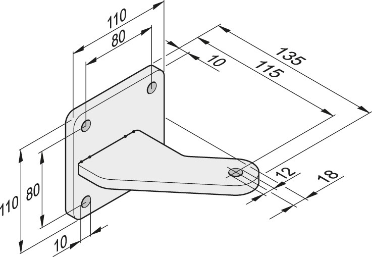 Abmessungen Torpfostenbeschlag 85/115 L + R, Edelstahl 